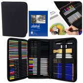 Art Set For Drawing Sketching Crayons Pencils Pencil Case 74 pcs.
