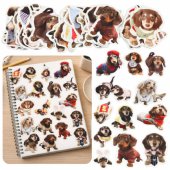 Set of Paper Stickers with Spaniel Dogs for Decorating 50 pcs.