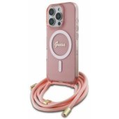 Crossbody Cord Script MagSafe dėklas iPhone 16 Pro, rožinis