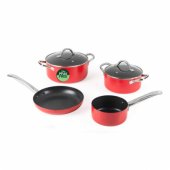 RH03821 Riviera 4-Piece Pan Set, Red