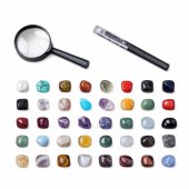Set of Mineral Stones Natural Crystals Collection Magnifying Glass Pen