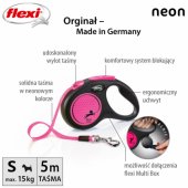 Flexi automatic leash New Neon S tape 5 m color pink.