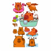 Set of 10 Sheets of Temporary Tattoos for Kids - Capybara