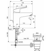Ideal Standard CERAFLEX GRANDE mixer with Pop-up waste for basin