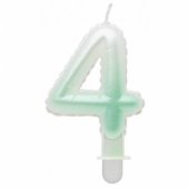 Žvakės dekoracija skaičius 4 (7 cm), balta/ žalia ombre