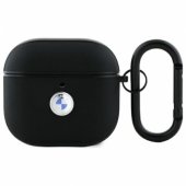 Geniune Leather Silver Logo AirPods 4 cover black