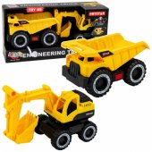 Construction Vehicle Set Excavator Dumper Moving Lights Sounds Yellow