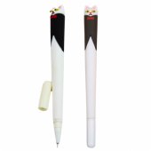 Cat with Bow Gel Pen Blue Ink Cap Black and White 16.5cm