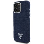 Džinsinis MagSafe dėklas su trikampiu logotipu iPhone 16 Pro, mėlynas