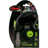 Flexi automatinis pavadėlis Black Design S, juosta 5 m, žalia