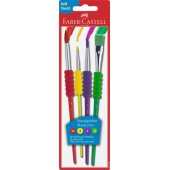 Faber-Castell mokykliniai teptukai su minkšta rankena, 4 vnt., lizdinė pakuotė