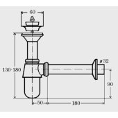"Viega bottle siphon 5/ 4"" DN32 chrome (102845)"