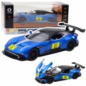 Metalinis sportinis automobilis su šviesomis ir garsais, traukiamas atgal, mėlynas, 1:22