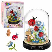 Construction Blocks Floral Composition with Ladybugs in a Dome 596 pcs