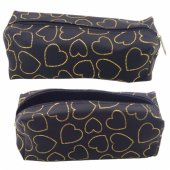 Vieno skyriaus mokyklinis ir biuro penalas Golden Hearts, juodas 20x8