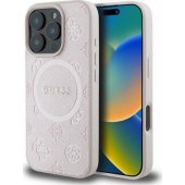 "Saffiano Peony Classic Logo MagSafe Case iPhone 16 Pro", rožinė