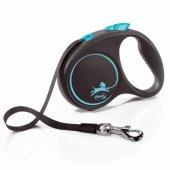 Flexi automatic leash Black Design S tape 5 m color blue.