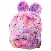 Pliušinė kuprinė, ausys, auksinės žvaigždės, vaikams, violetinė-rožinė