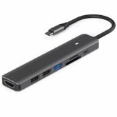 Adapter USB Type-C - HDMI, 3x USB Type-A, SD, TF, USB Type-C
