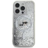 "Liquid Glitter Karl and Choupette Head MagSafe iPhone 16 Pro", skaidrus