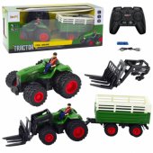 RC Remote Controlled Agricultural Tractor With Trailer And Forks Doubl