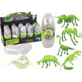 Tamsoje šviečiantys 3D mamutų dinozaurų skeletai kiaušinyje