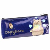 School Pencil Case Kit Capybara Brushing Teeth Navy Blue 20 x 8.5 x 4