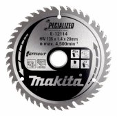Makita diskinio pjūklo diskas EFFICUT E-12136, Ø 136mm, 45 dantys, 20mm kiaurymė, skirtas