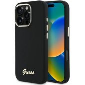 Silicone Script Metal Logo and Frame iPhone 16 Pro Max Black