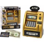 ATM Piggy Bank For Children Learning To Save Gold Black
