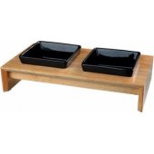 Trixie Zestaw misek,ceramiczno/ drewniany , 2 × 0.4 l, 36 × 19 × 7 cm,