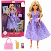 Anlily Fashion Doll in Purple Dress with Hearts and Purse Accessories