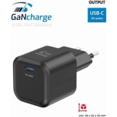 GaN USB-C 35 W PD juodas