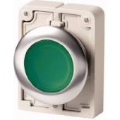 Eaton 30 mm plokščias žalias apšviestas mygtuko pavaros mechanizmas su spyruokliniu grąžinimu