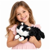 Black and White Plush Kitten Cuddly Toy with Meowing Sounds 40cm