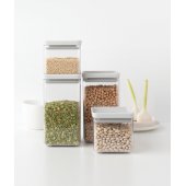 TASTY+ Square Canister Set of 4 - 2 x 0.7l & 2 x 1.6l Light Grey