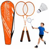 Badminton Set Rackets Shuttlecock Cover Orange
