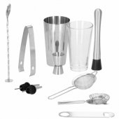 Bartender set Boston shaker Springos KI0009 11 pcs silver