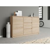Topeshop KOMODA 2D3S 120CM DĄB SONOMA 3 SZUFLADY 2 DRZWI SALON