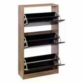 3-drawer black oak-effect shoe cabinet