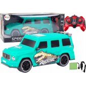Remote Controlled RC Car with Dinosaur, 1:10 Scale, Green