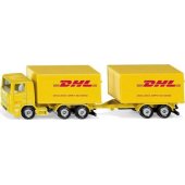 Siku transporto priemonė: sunkvežimis su priekaba, DHL kurjerių įmonė