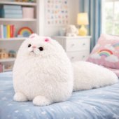 Plush Toy Cuddly Big Cat With Long Tail Fluffy 30 x 30 cm