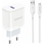 A20EU USB-A 18 W + USB-A – micro USB baltas