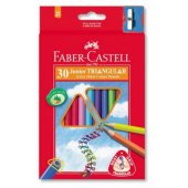Faber-Castell trikampiai Jumbo kreidelės, 30 spalvų + drožtukas Opakowani