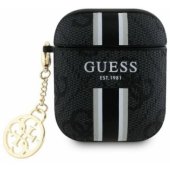 4G Printed Stripes Charm Cover for Apple AirPods 1/ 2 Black