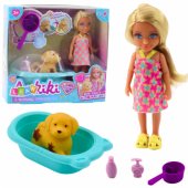 Doll Dog Bathtub Bathing Set Interactive Accessories For Girls