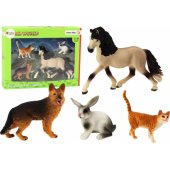 Set of Pet Figures Horse Dog Rabbit Cat 4 Pieces