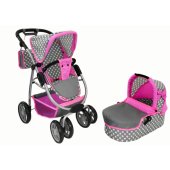 _7855939 Baby Doll Stroller 2-in-1 Carrycot Bag Pink Stars