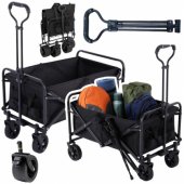 Foldable Garden Beach Transport Cart Black 120L